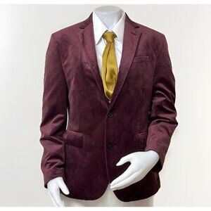 J Ferrar Velvet Suit Jacket Mens 40 Slim Oxblood Burgundy Formal Evening Edition